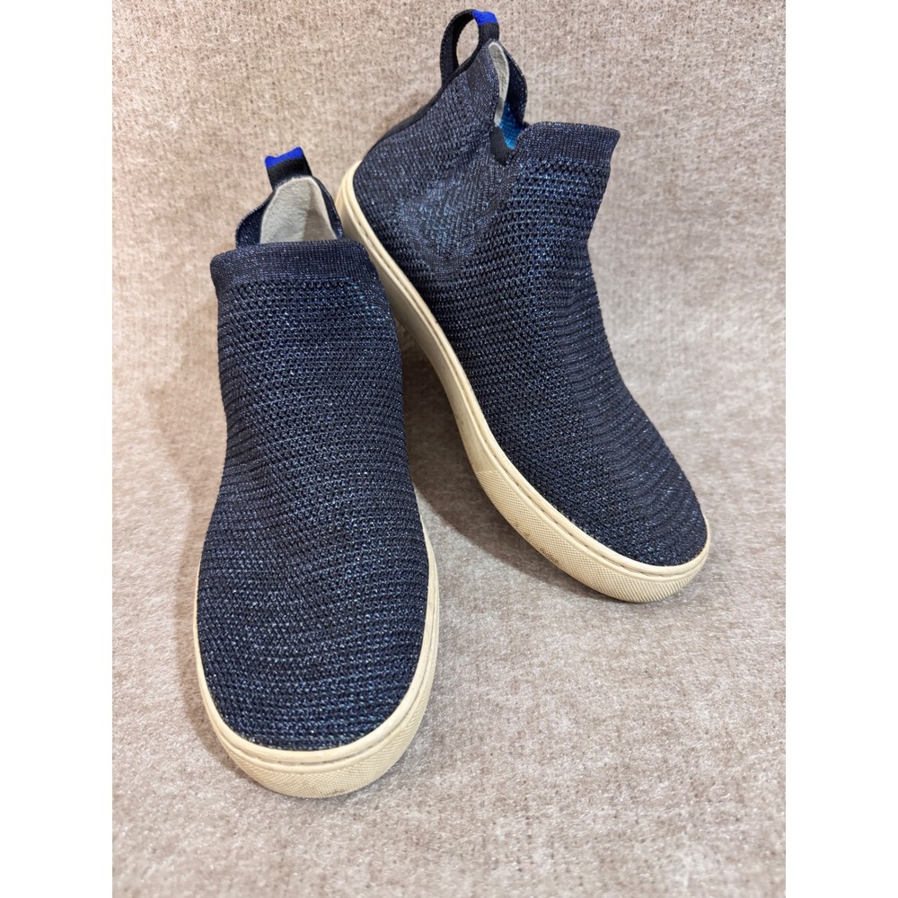 Rothy's The High Top Sneakers Womens 8.5 Navy Blue Sustainable Knit Shoes